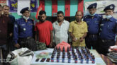 শাহজাদপুরে ৪৯ বোতল ফেনসিডিলসহ ৩ মাদক ব্যবসায়ী আটক