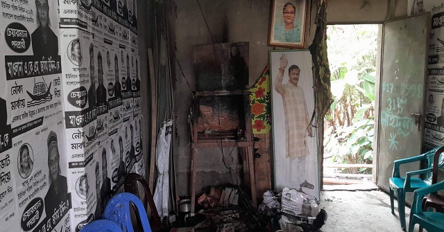 হিজলায় নৌকা প্রার্থীর নির্বাচনী অফিসে আগুন