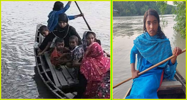 পিরোজপুরে সংসারের হাল ধরতে খেয়াঘাটের মাঝি স্কুলছাত্রী
