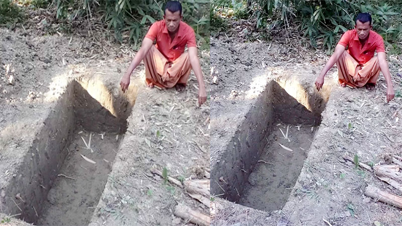 বরিশালে কবর খুঁড়ে পরিবার নিয়ে আত্মহত্যার হুমকি ইউপি সদস্যর