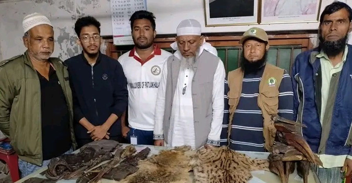 পটুয়াখালীতে বন্য প্রাণীর চামড়াসহ কবিরাজ আটক